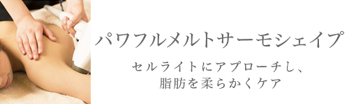 パワフルメルトサーモシェイプ。セルライトにアプロ―チし、脂肪を柔らかくケア